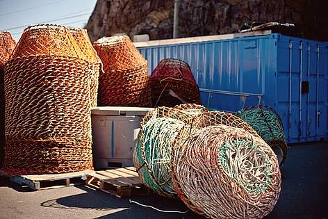 Snow crab pots stored on the wharf in St. John's, Newfoundland. Biodegradable thread is woven into ... / ©: Alyssa Bistonath / WWF-Canada / ©: Alyssa Bistonath / WWF-Canada