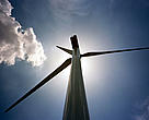Windmill, close-up. Wind Farm at Castilla-La Mancha, Central Spain   